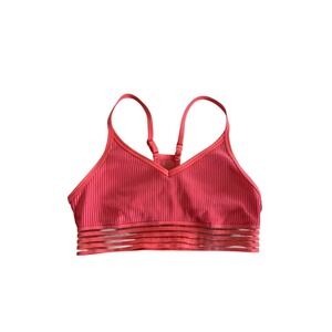 Victoria's Secret PINK Sport Ribbed Strappy Sports Bra Pink Mesh‎ Band Small